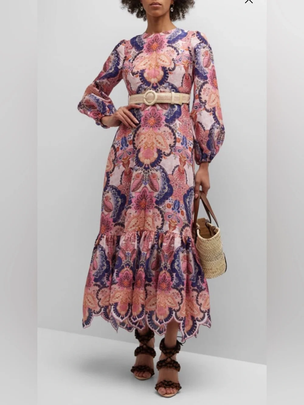 Zimmermann Laurel Long-sleeve Embroidered Midi Dress - Picture 1 of 9